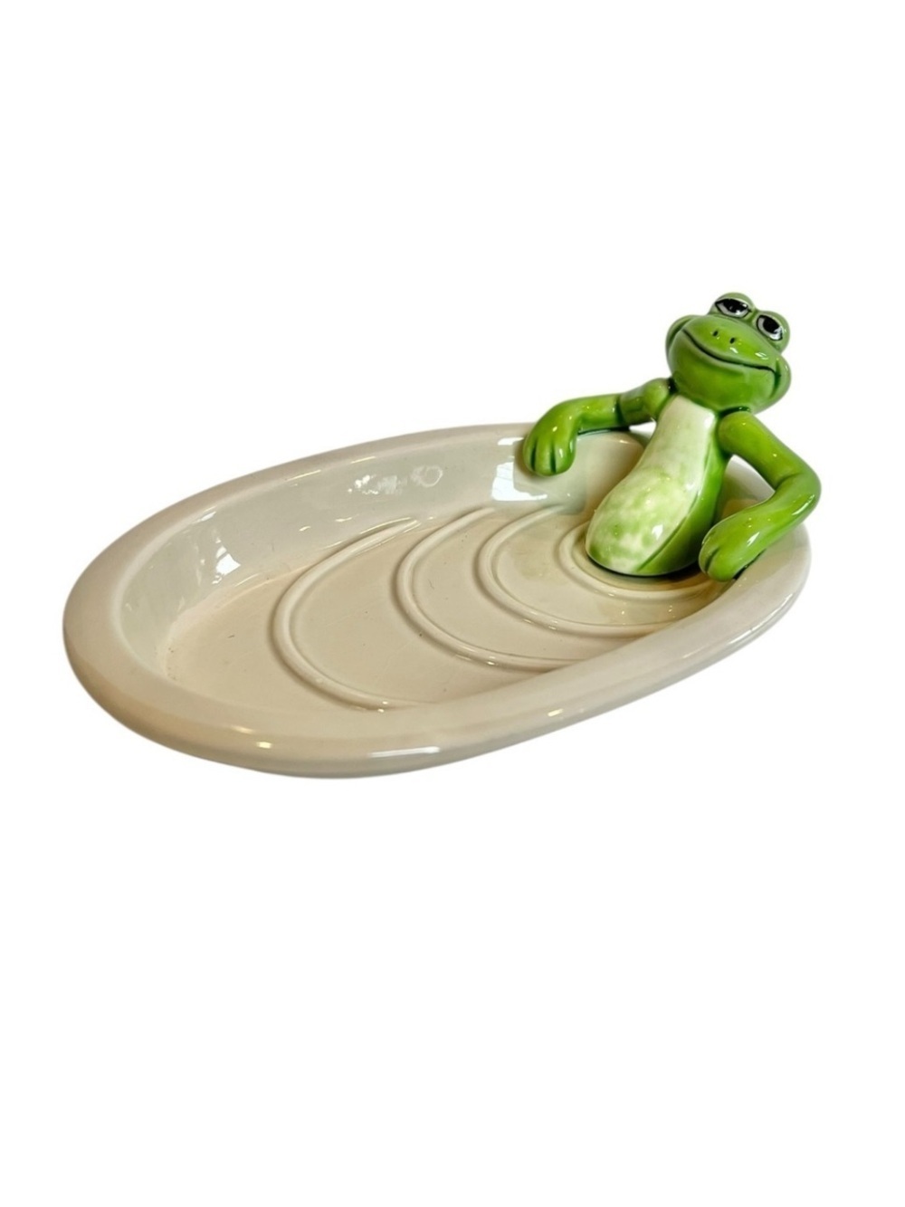 Vintage Norcrest Relaxing Frog Tub Soap Dish Quirky Retro Decor Collectible